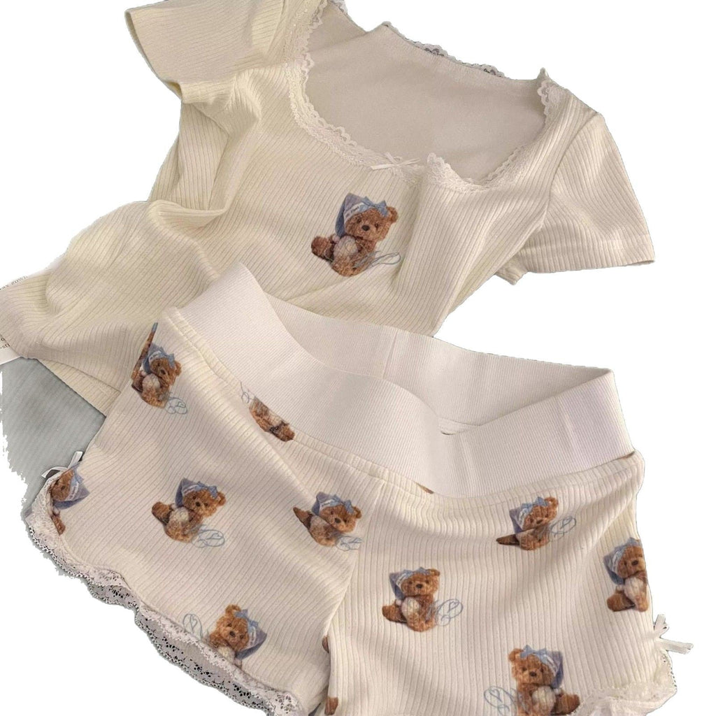 Cute Little Bear Lace Shorts Womens Summer Thin Style