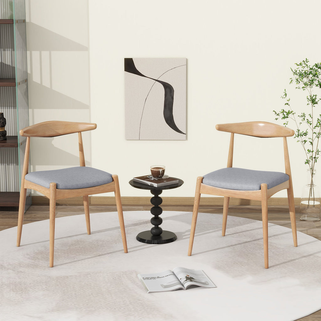 Set of 2 Rubberwood Dining Chairs with Ergonomic Backrest