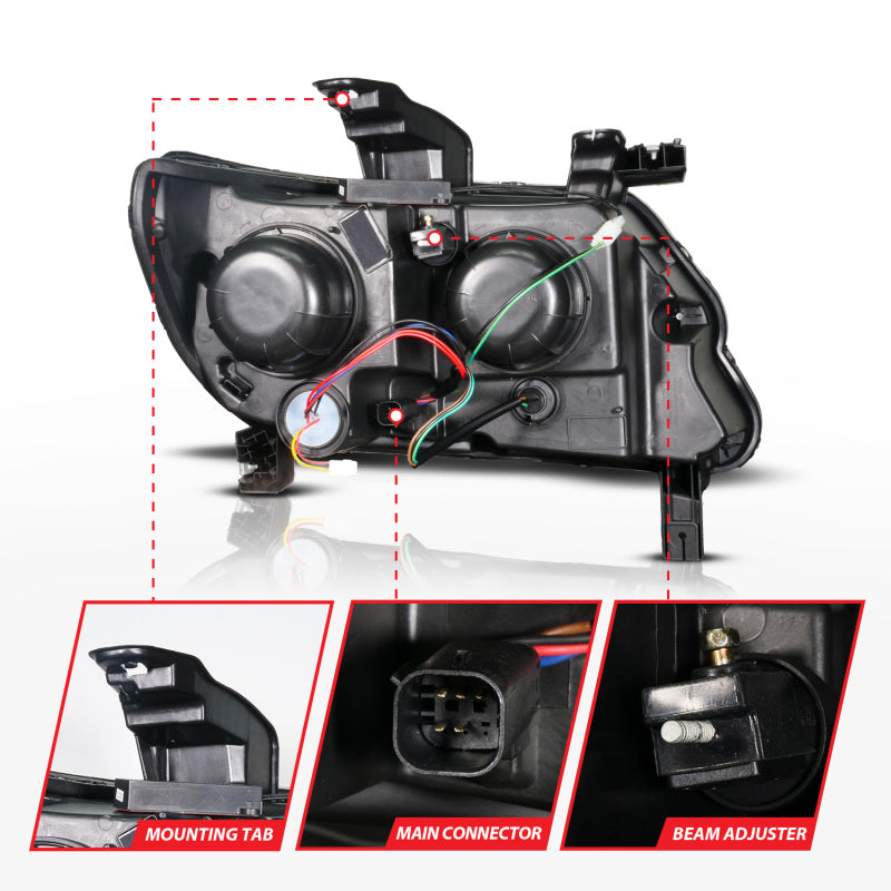 ANZO 15-22 Chevy Colorado Blk Housing Full LED DRL Projector Headlight w/ Sequential Light Bar 111634
