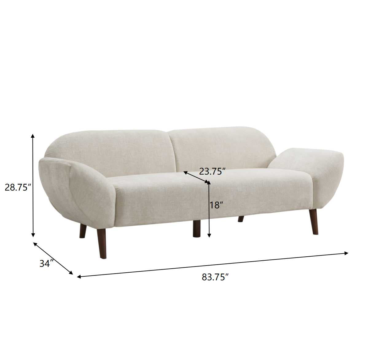Cloud Haven 83.75 in. Curved 3 Seater Modern Upholstered Chenille Sofa