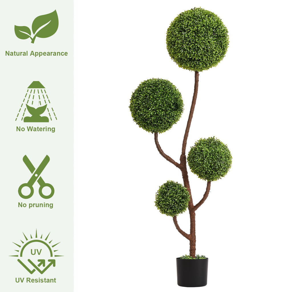 Artificial Boxwood Topiary Tree - 5FT Tall Triple Ball Shape