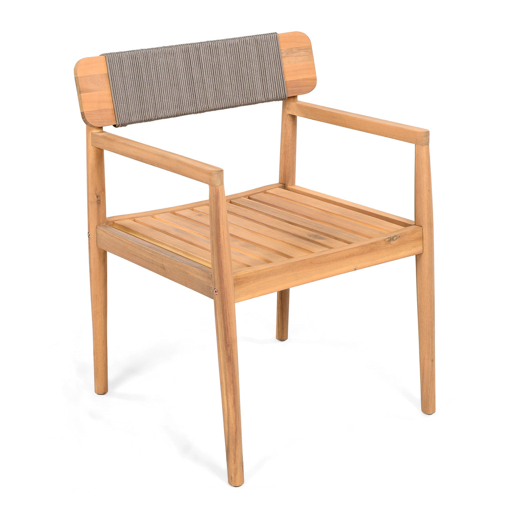 Creative Braided Acacia Wood Outdoor Dining Chairs