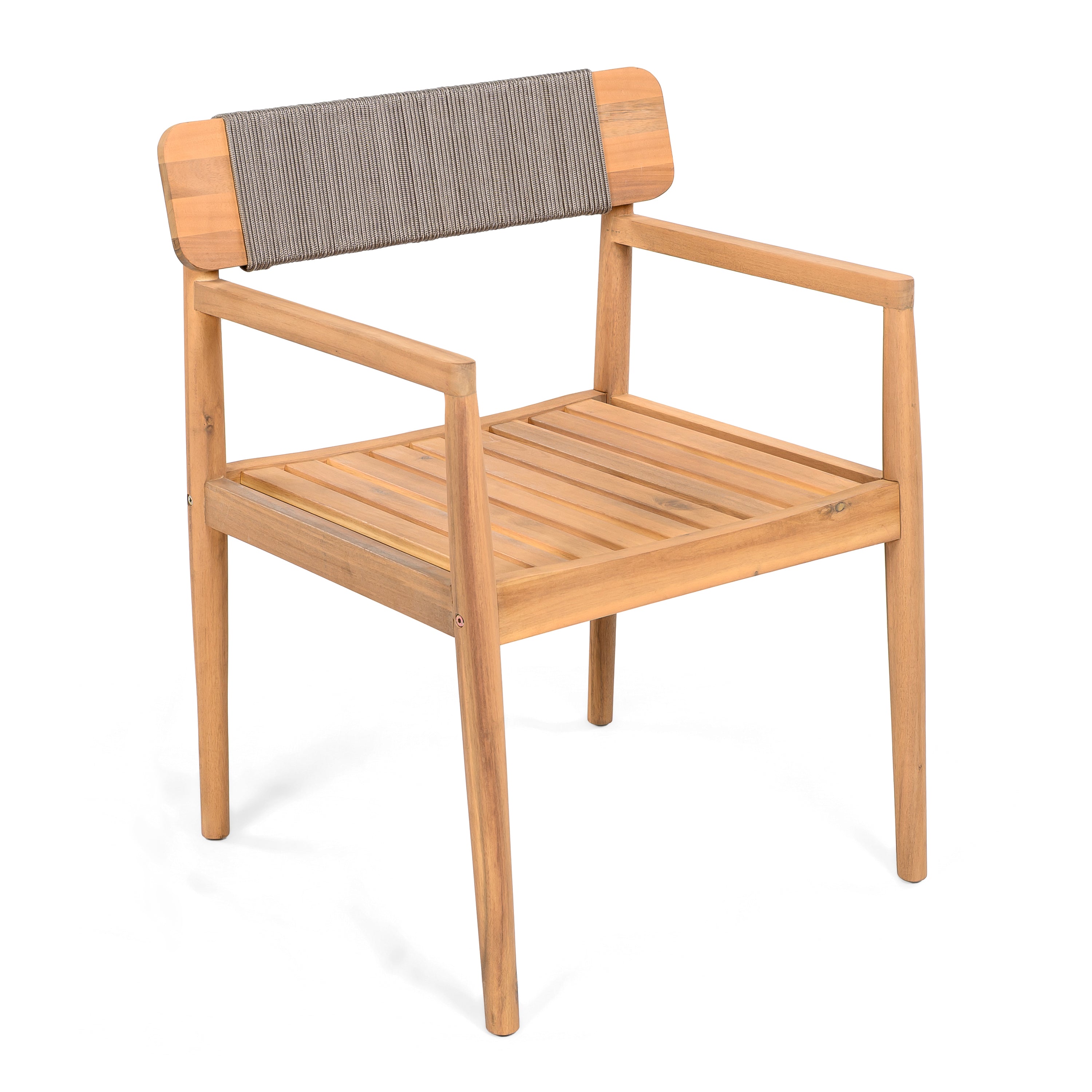 Creative Braided Acacia Wood Outdoor Dining Chairs