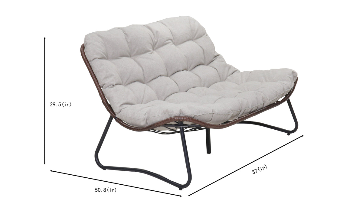 Patio Loveseat Sofa with Luxury Thick Cushion