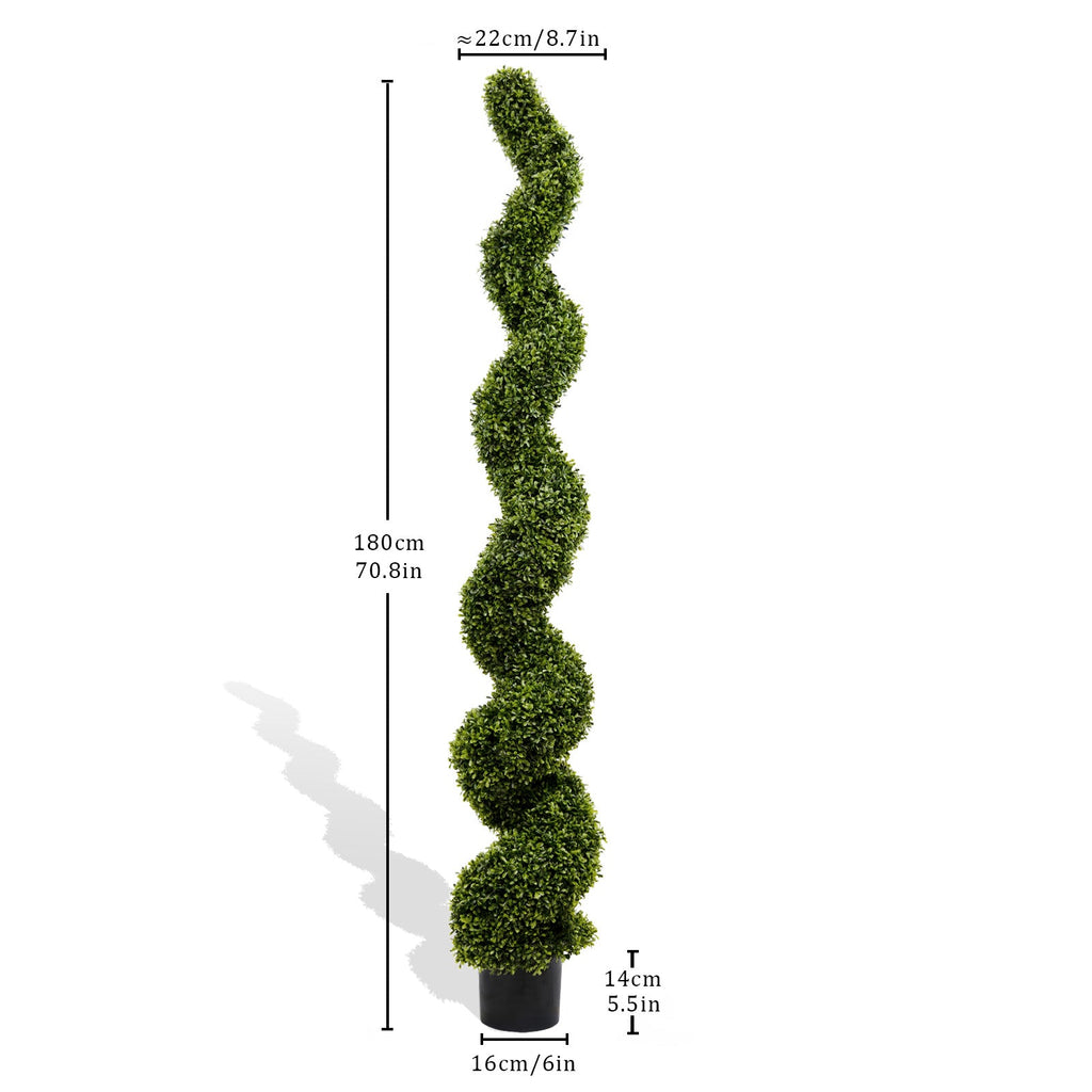 6FT Spiral Topiary Trees Artificial Outdoor Faux Boxwood Plants