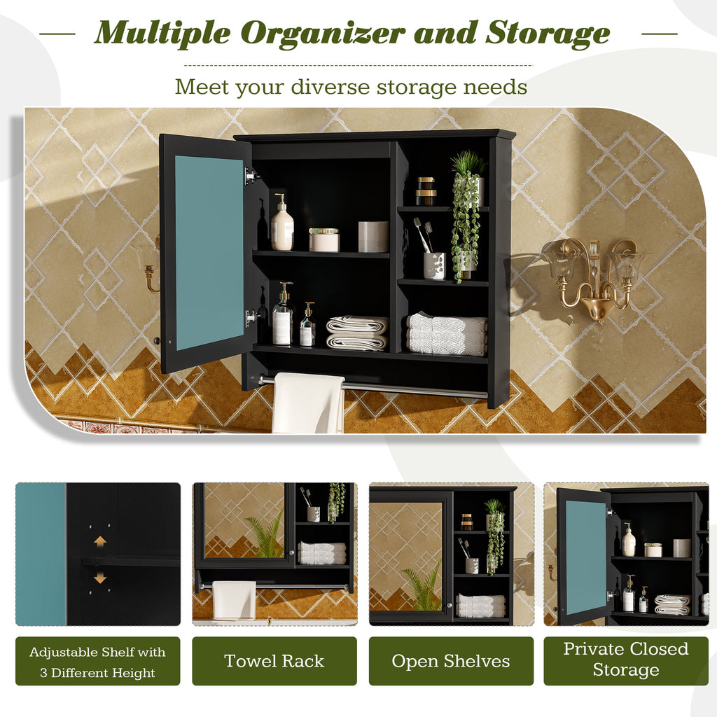 30 Inch Wall-Mount 2-in-1 Mirror Cabinet