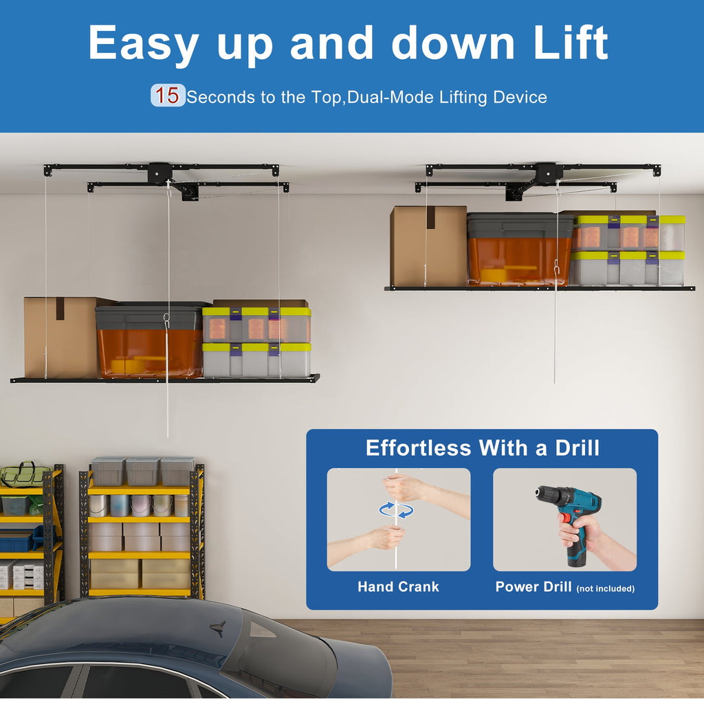 Black Overhead Garage Storage Rack 3x6 FT