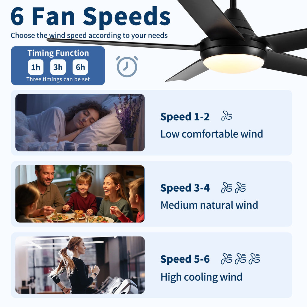 48" Ceiling Fan with Lights and Remote Control, Matte