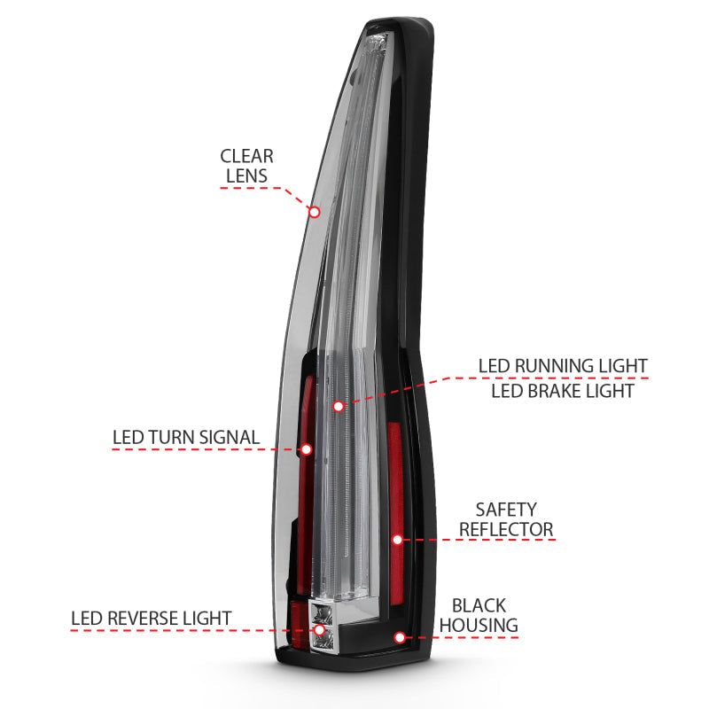 ANZO 2007-2014 Cadillac Escalade Led Taillights Red/Clear 311296