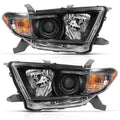 ANZO 2011-2013 Toyota Highlander Projector Headlight  Black Amber 111435