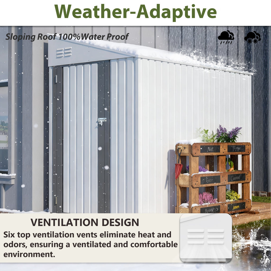 White 4' x 7' Lean-To Storage Shed
