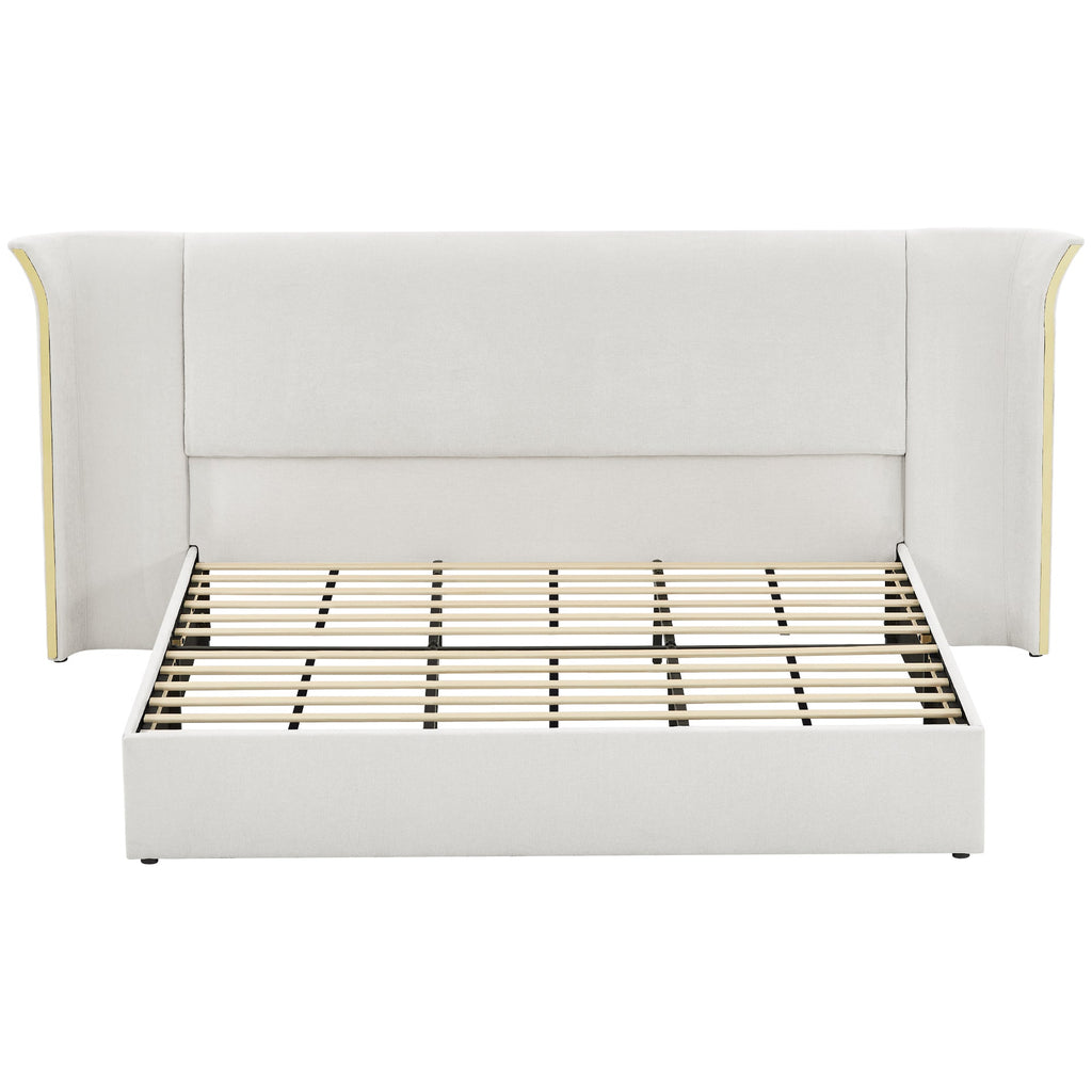 King Size Luxury Wing-Back Upholstered Bed Frame