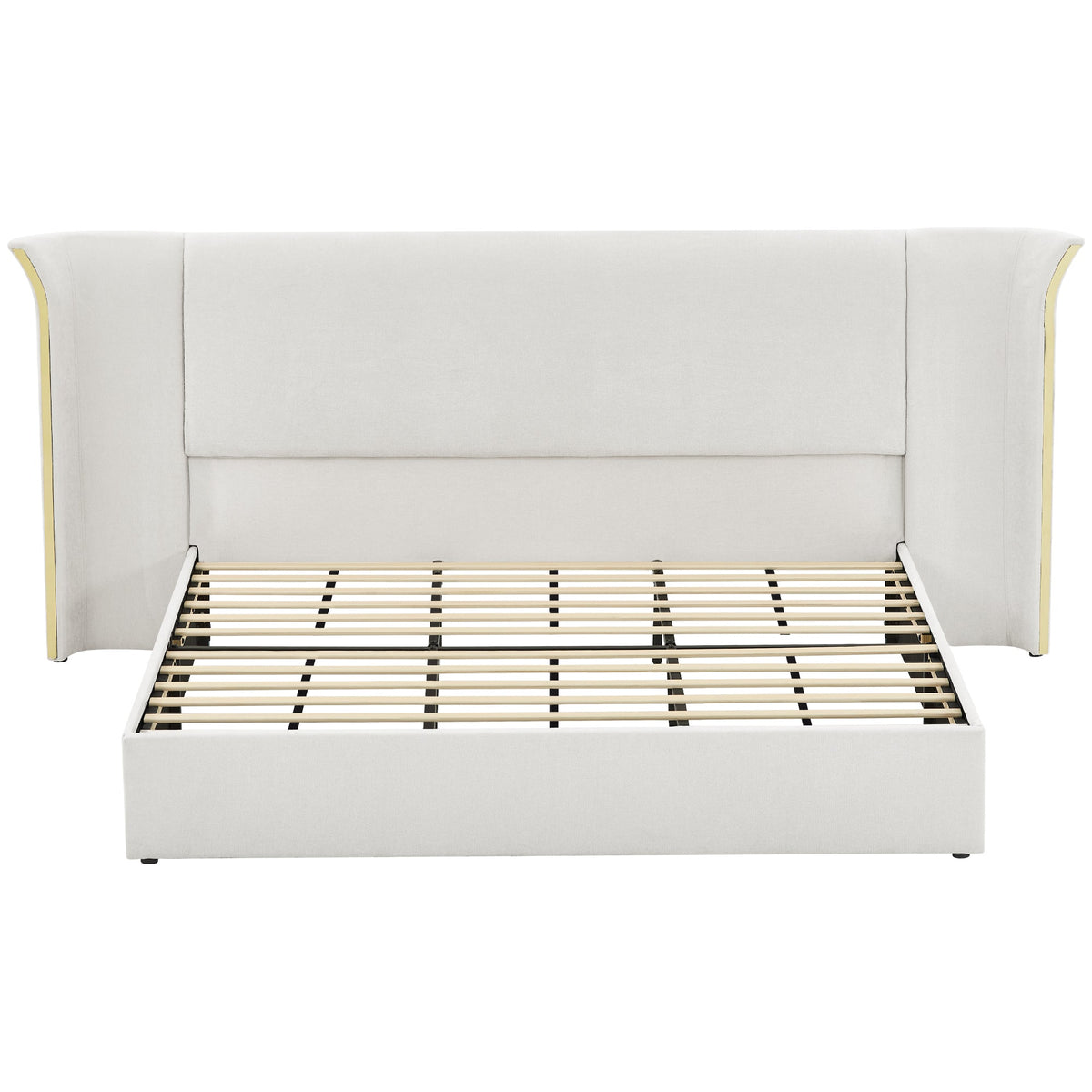King Size Luxury Wing-Back Upholstered Bed Frame