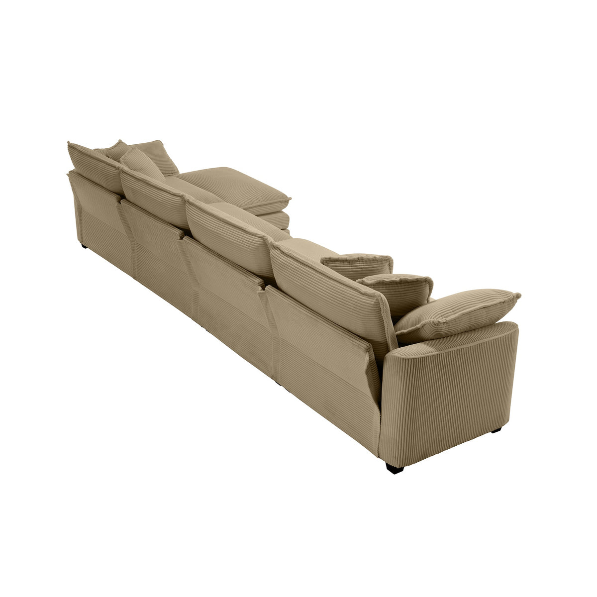 Corduroy Sofa - Modern Upholstered 4 Seater with Footstool