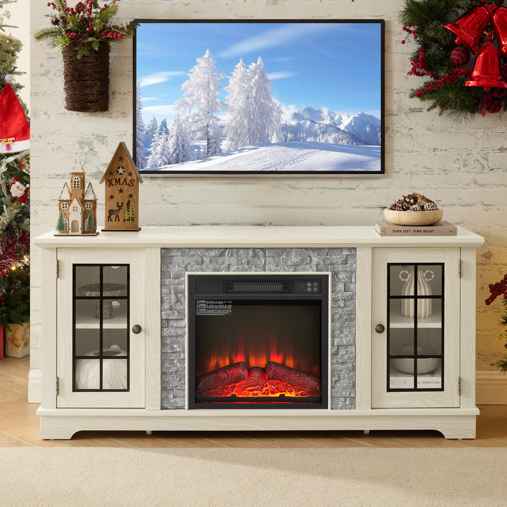 58" Modern TV Stand with Electric Fireplace