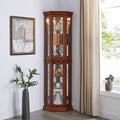 Corner Curio Cabinet with Adjustable Glass Shelves and Lights