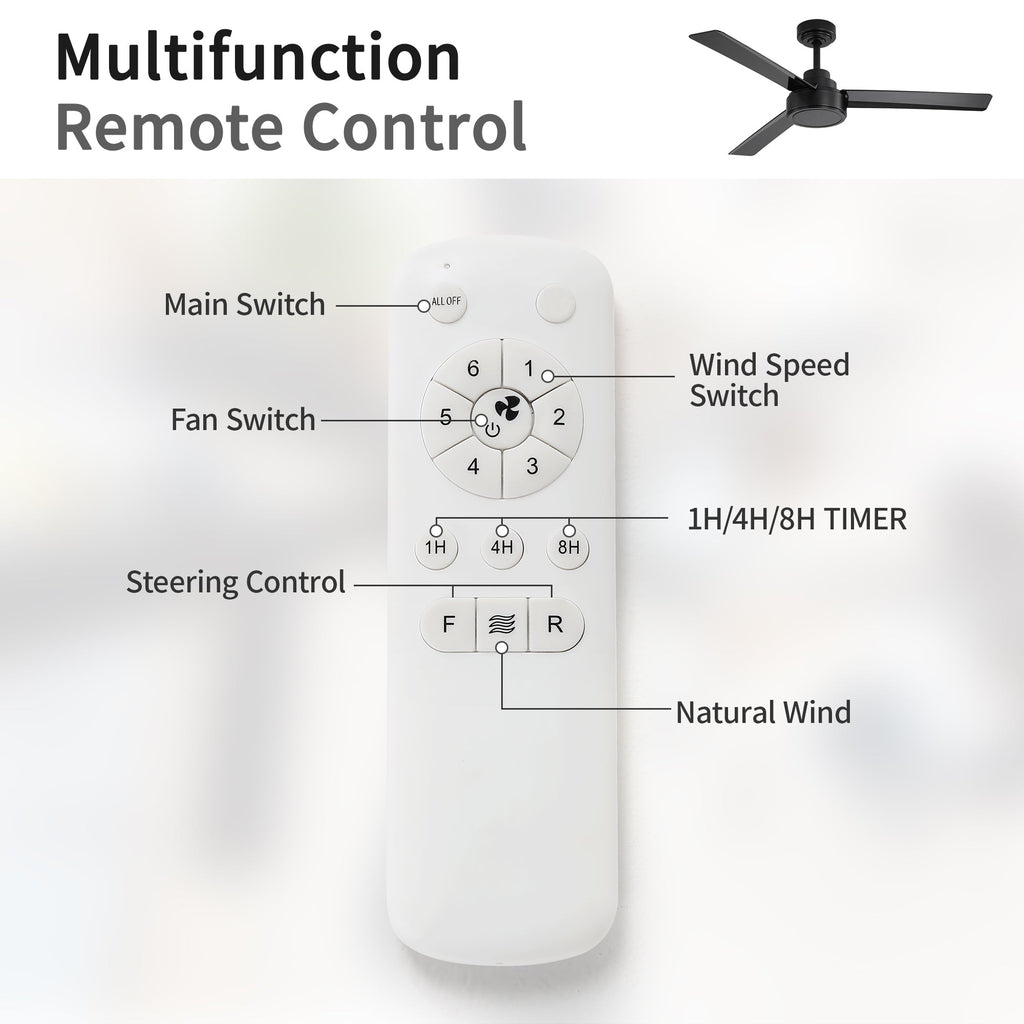 52" Outdoor Ceiling Fan Without Light - 3 ABS Blades