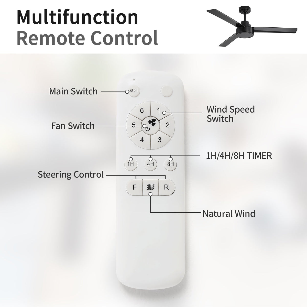 52" Outdoor Ceiling Fan Without Light - 3 ABS Blades