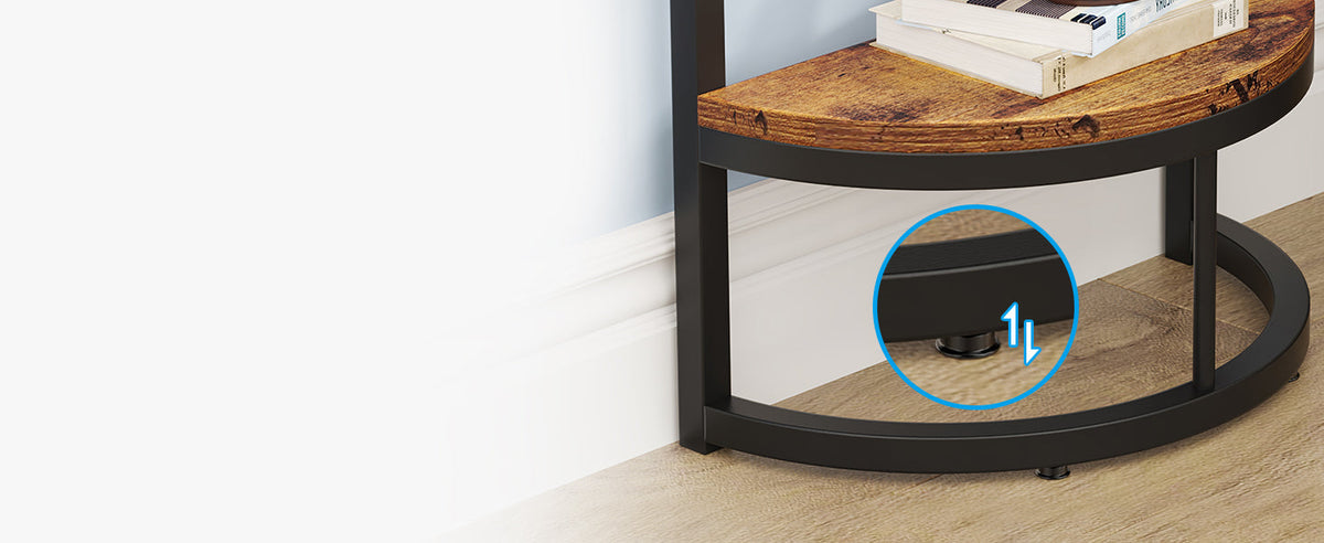 Slim Half Moon 2-Tier Semi-Circle End Table, 19.69" Rustic
