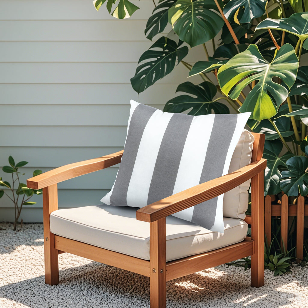 6 Pack Outdoor/Indoor Throw Pillows with Inserts - Gray/White Striped