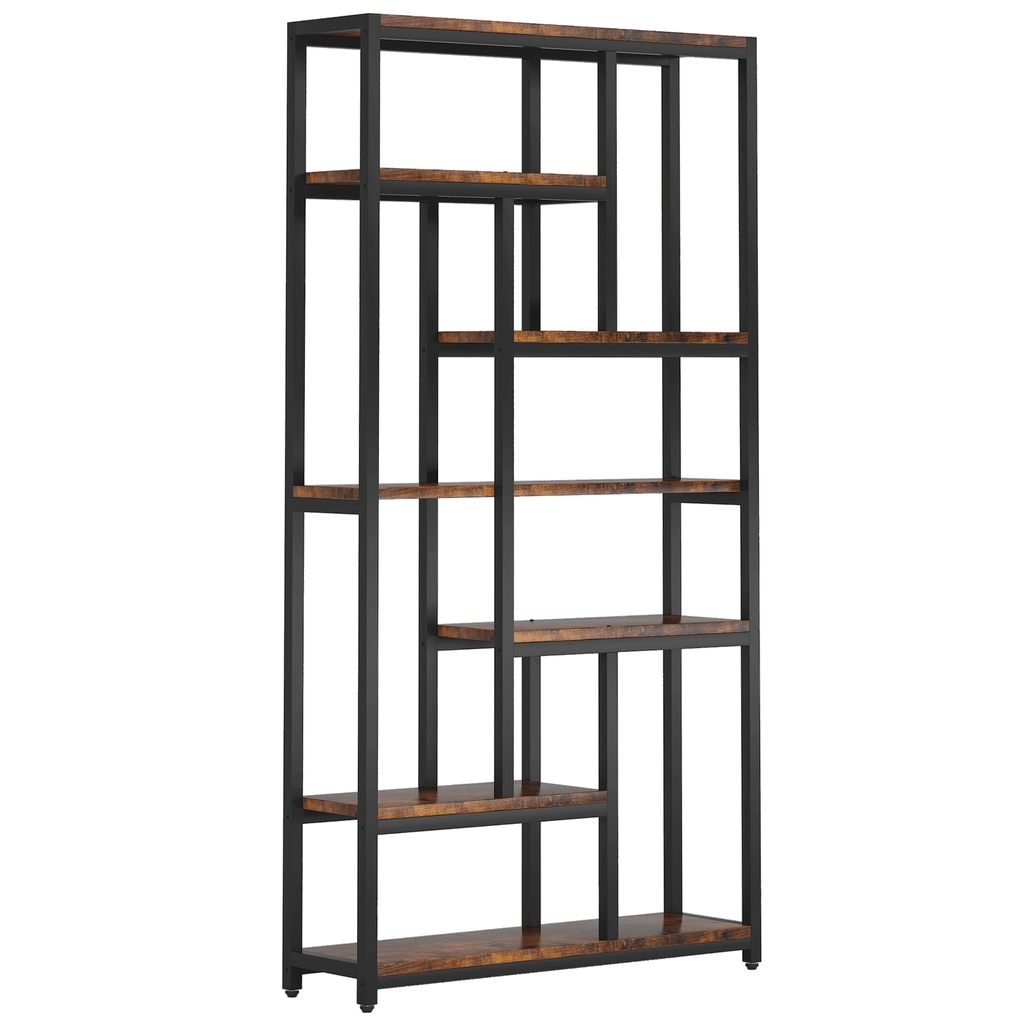 78.7" Extra Tall 7-Tier Industrial Vintage Rustic Bookcase
