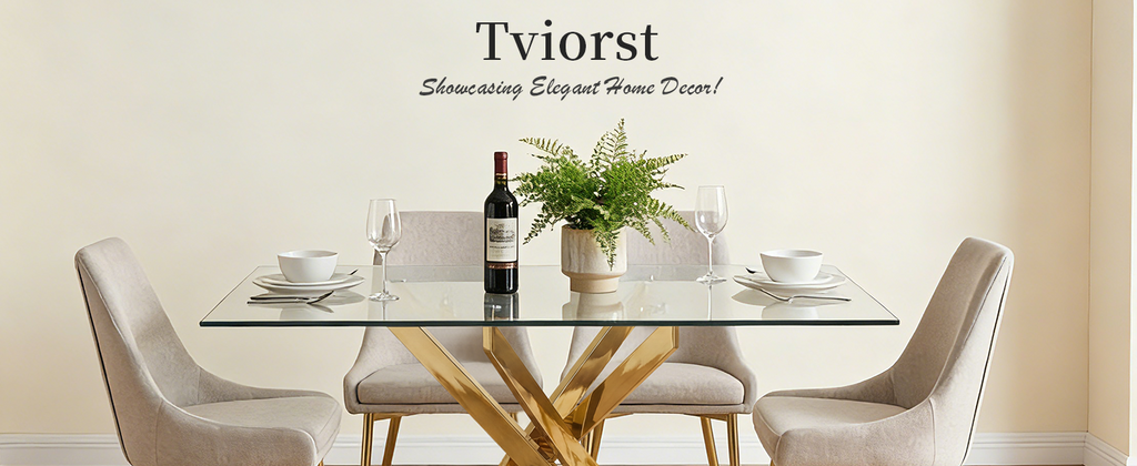 Modern Rectangular Glass Table in Golden Frame