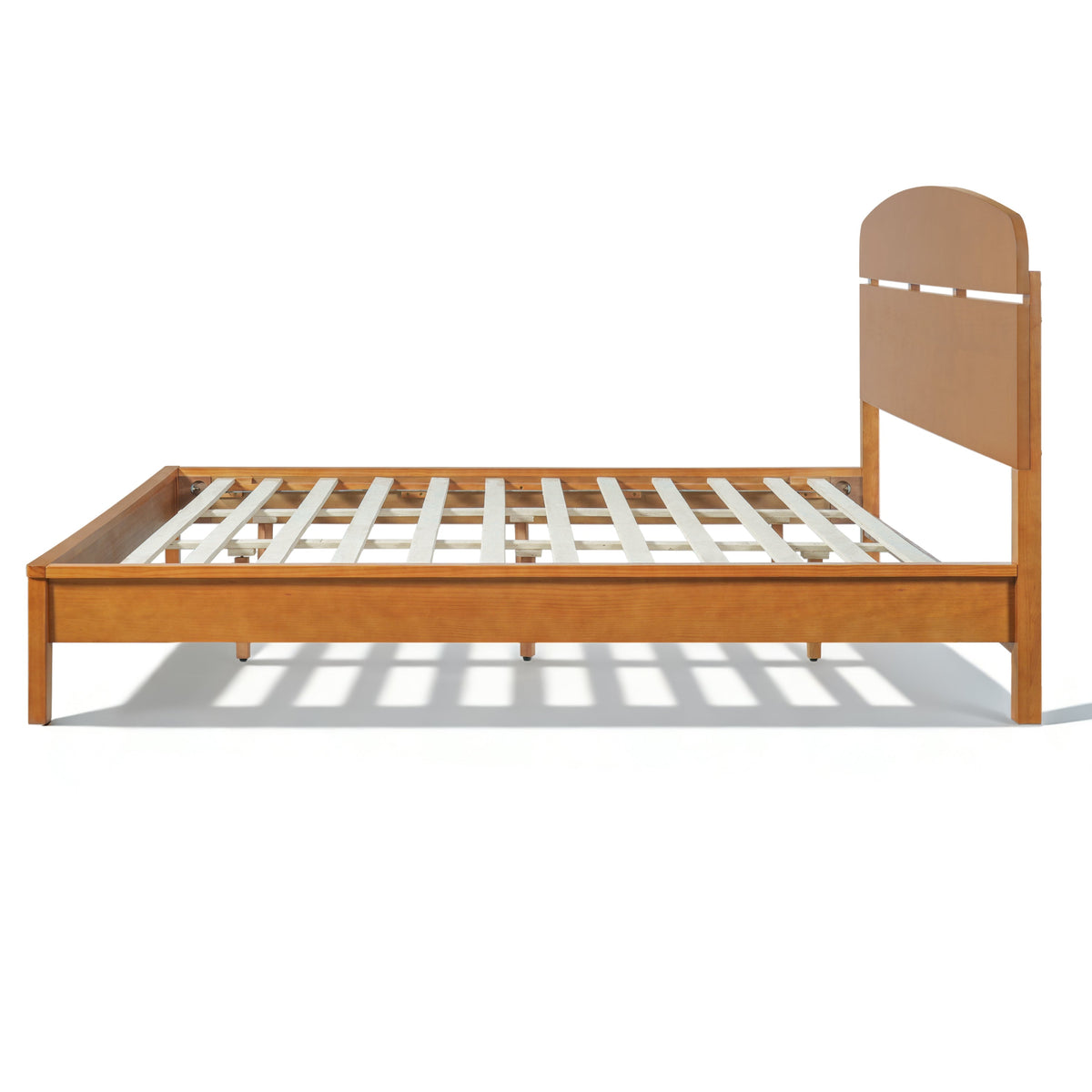King Size Solid Wood Platform Bed with Curved Headboard