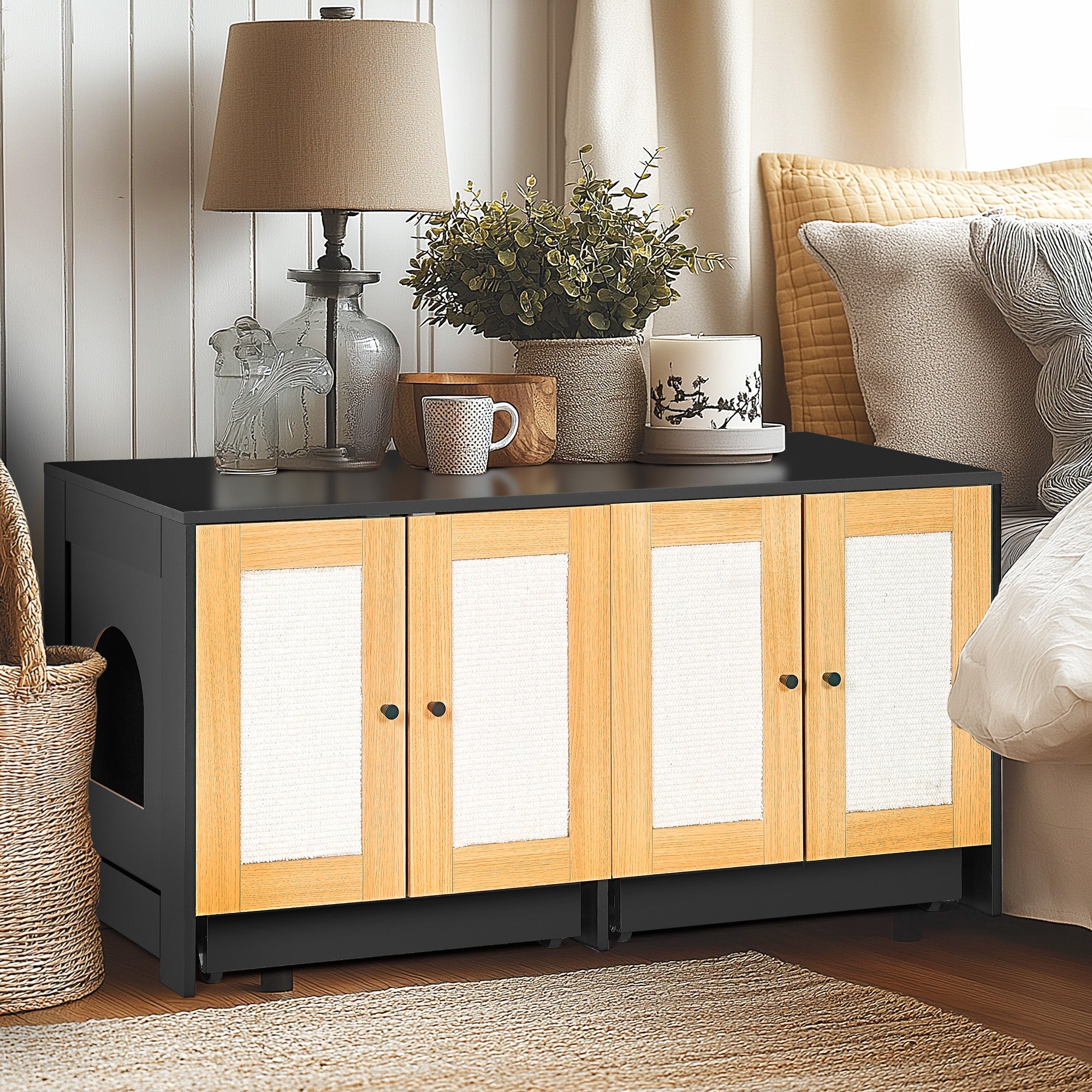 Double Litter Box Enclosure for Two Cats