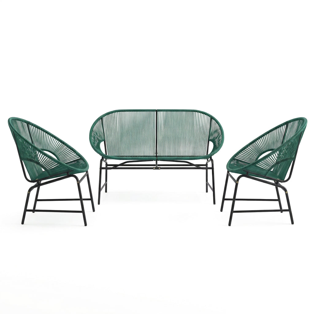 Nusa Outdoor Patio Wicker 3-Pcs Chat Set