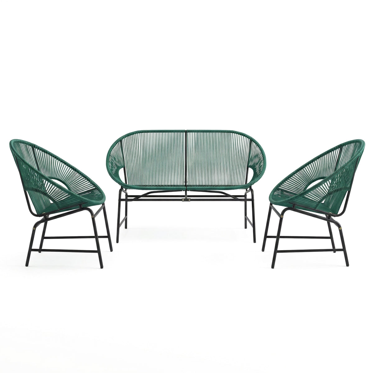 Nusa Outdoor Patio Wicker 3-Pcs Chat Set