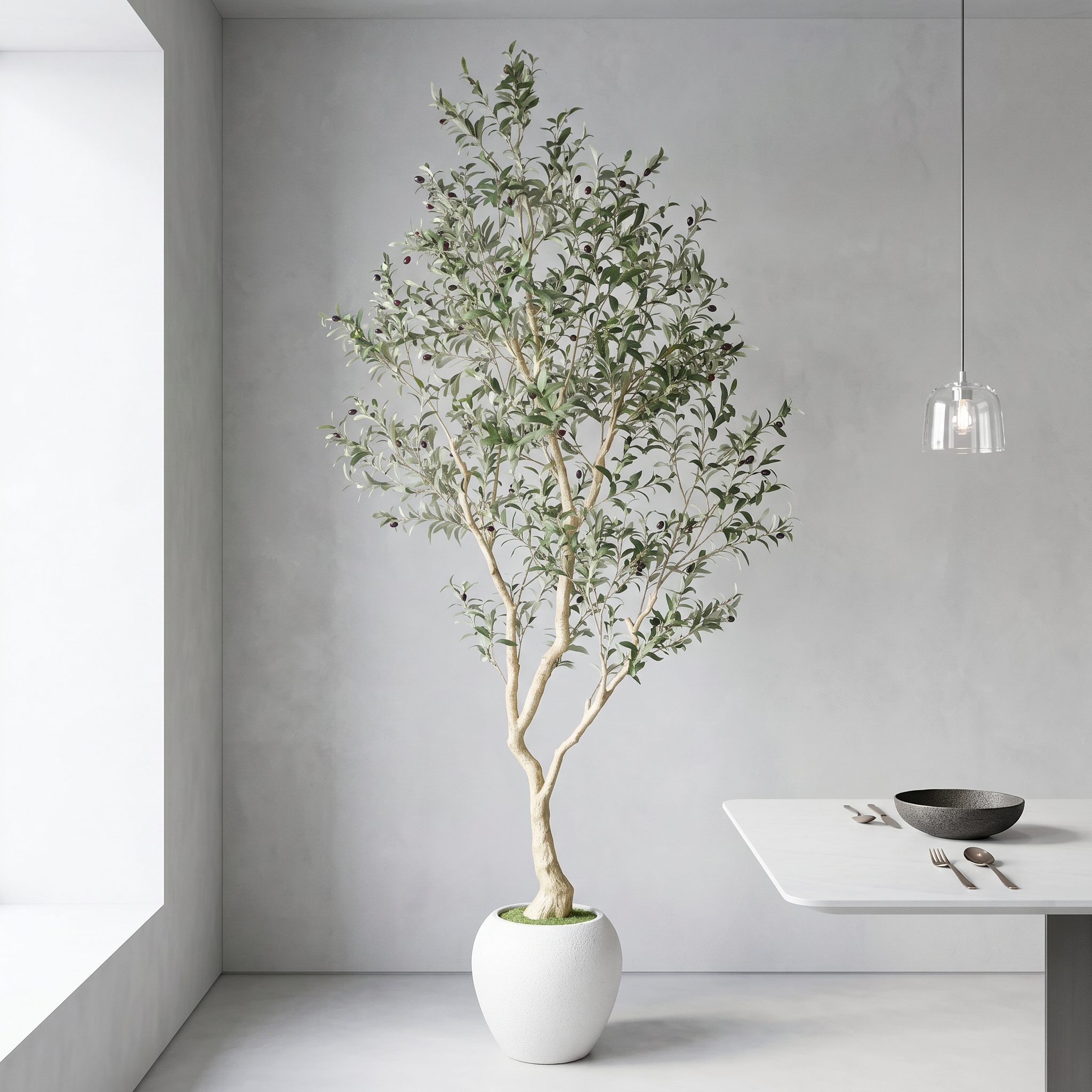 8.2FT Artificial Olive Tree With Big Decorative Planter
