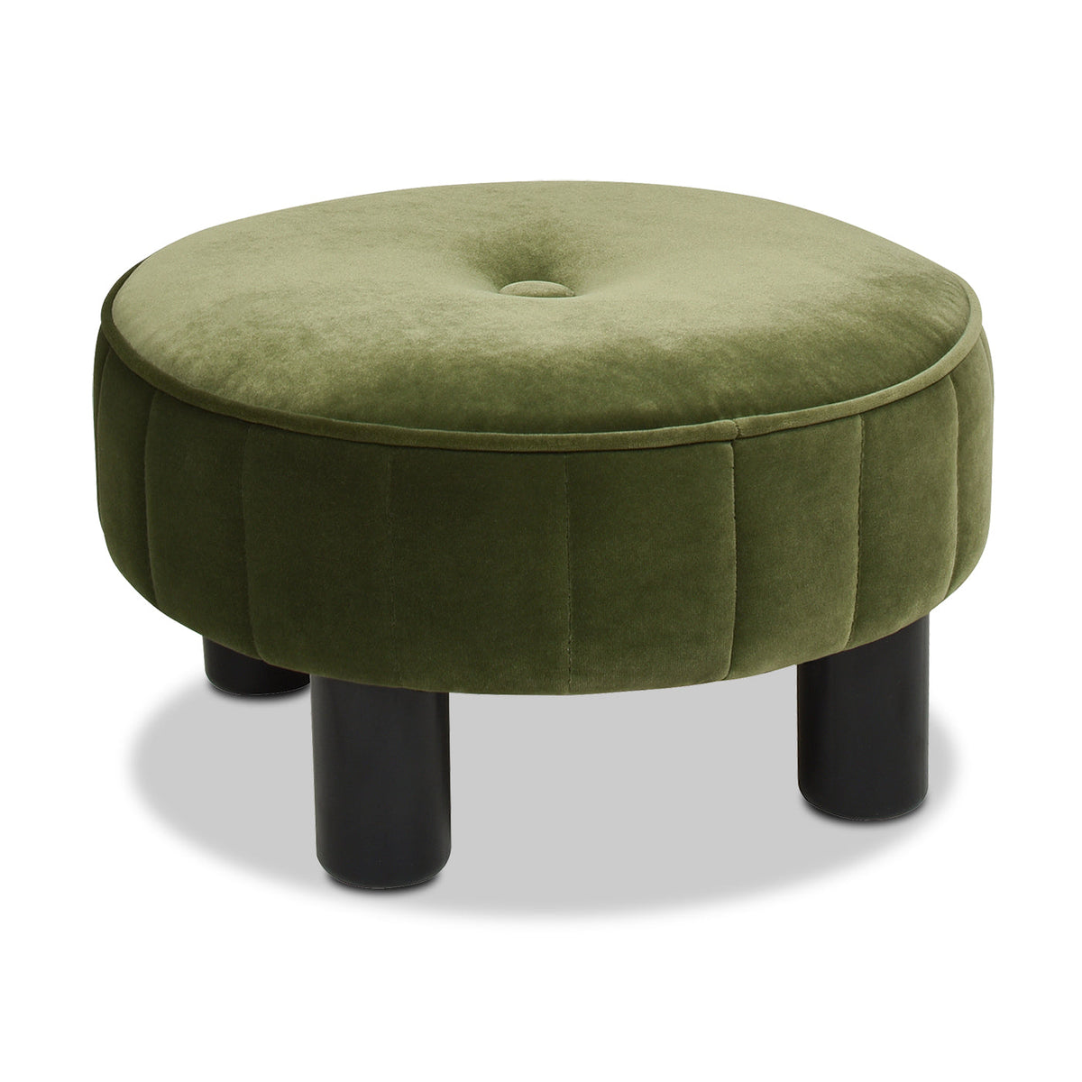 Riley 16" Round Footstool Ottoman, Olive