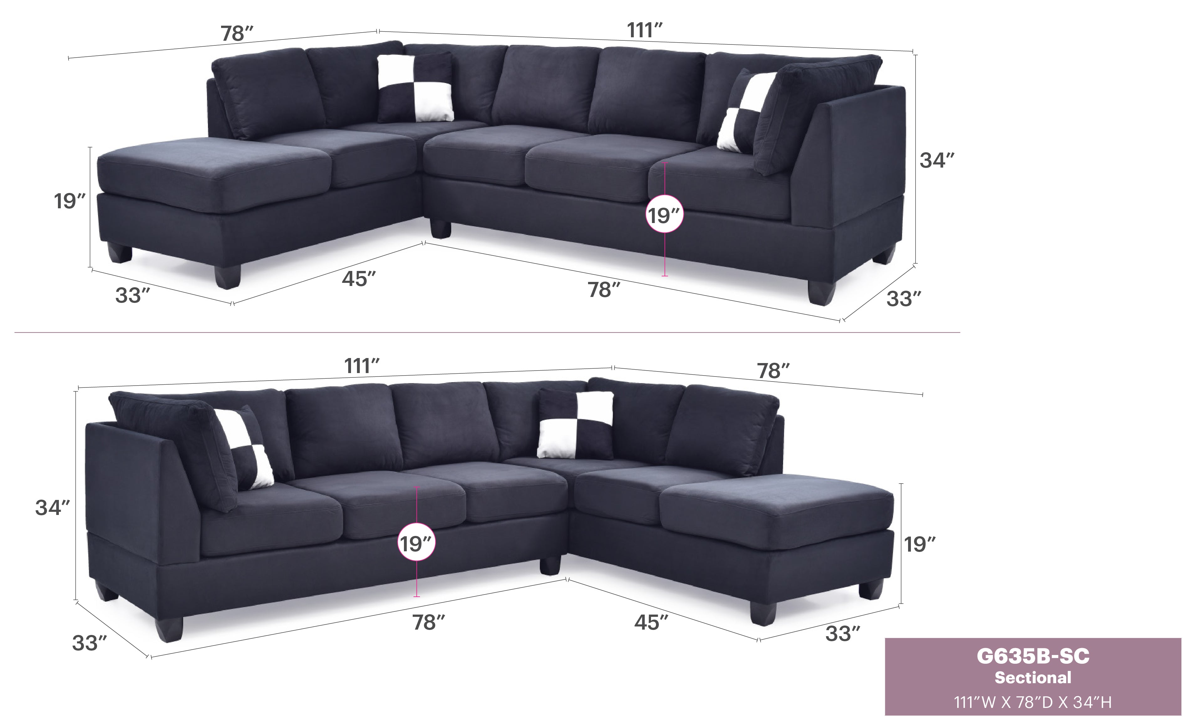 G635B-SC Sectional (Without Ottoman)