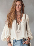 Women's Bohemian Style Simple Casual Loose Long Sleeve Blouse