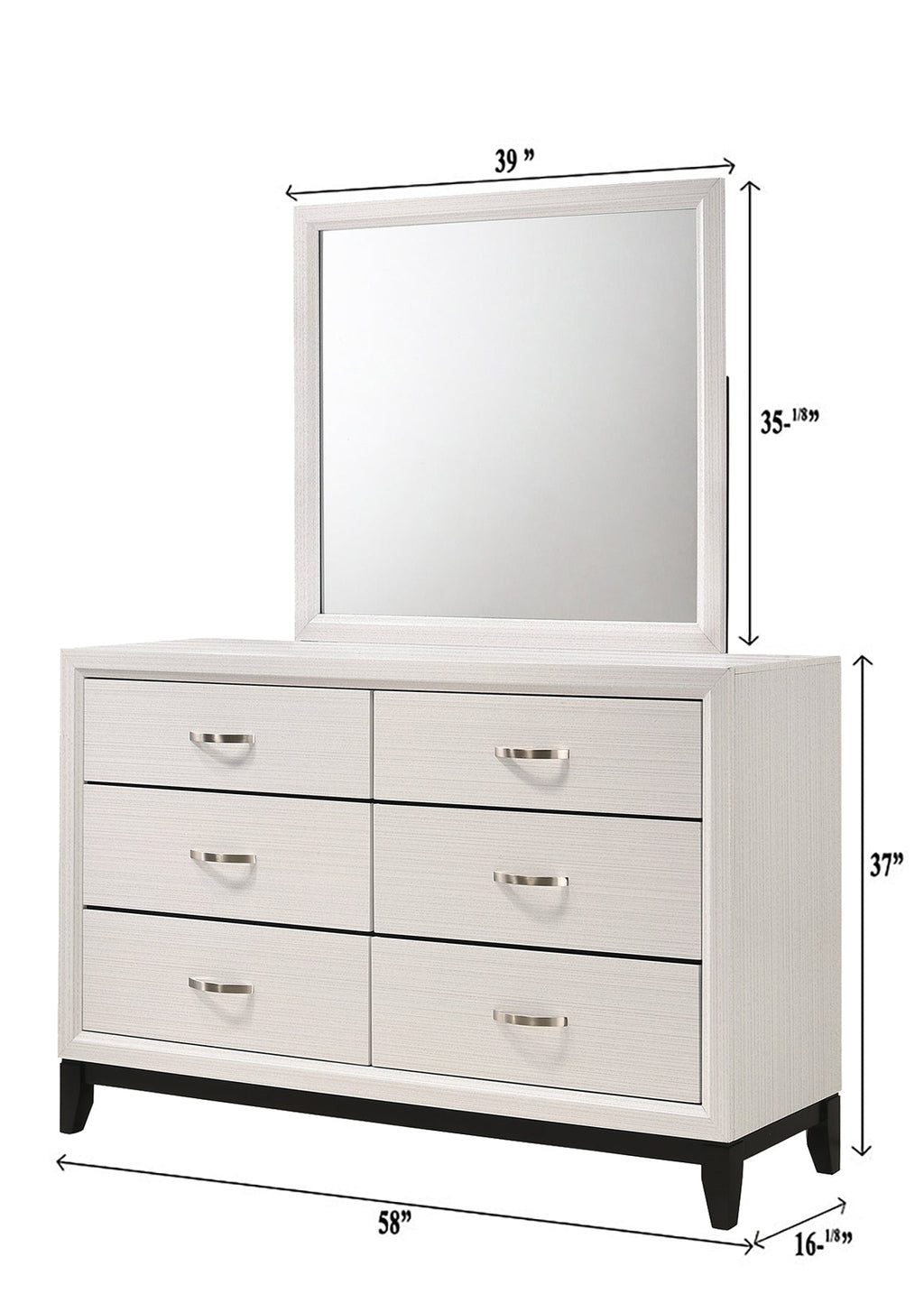1pc Contemporary 6-Drawer Dresser