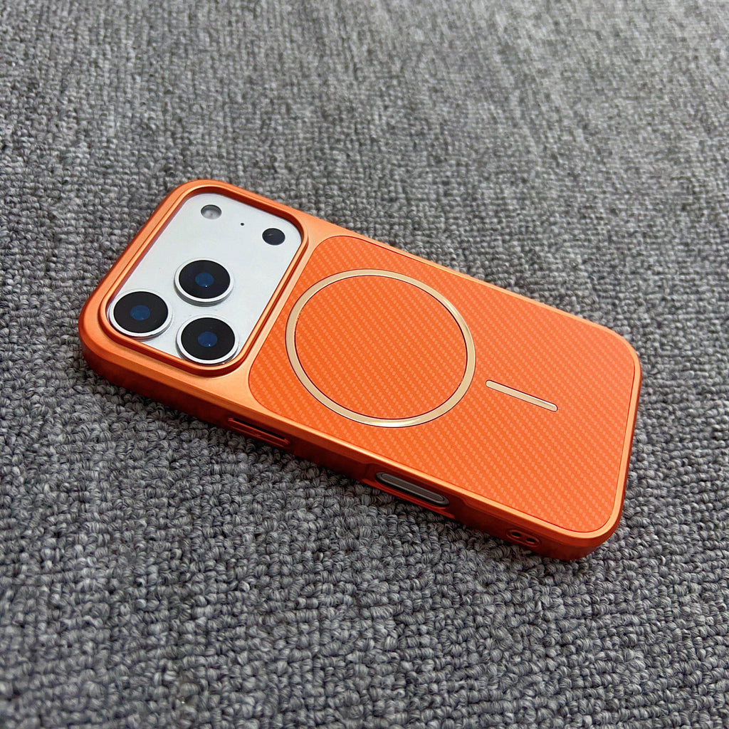 Carbon Fiber Pattern Phone Case Magnetic Charging Protective Cover