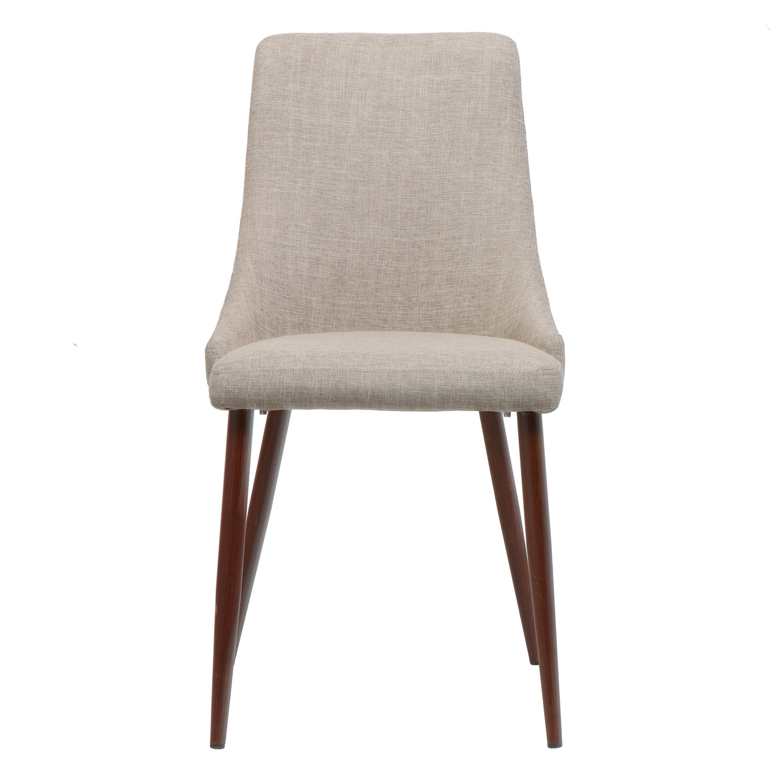 Mid Century Modern Fabric Armless Dining Chairs, Set of 2, Wheat and Dark