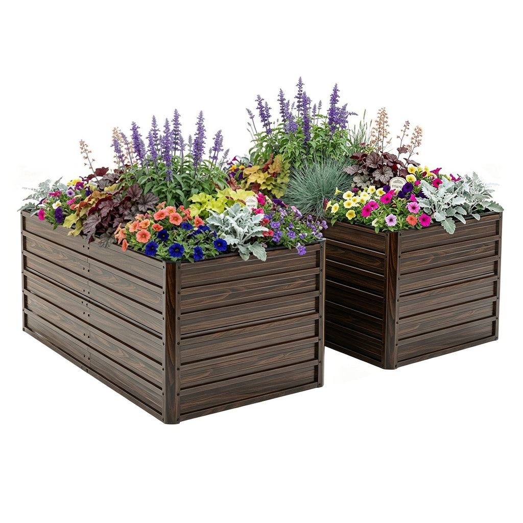 2-Pack 74.6"x35.4"x25" Raised Garden Bed Kit