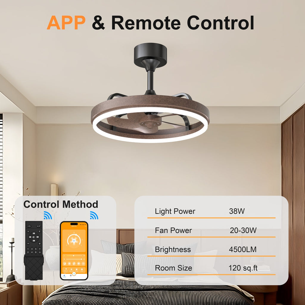 20.5" Rustic Ceiling Fan with Remote Control