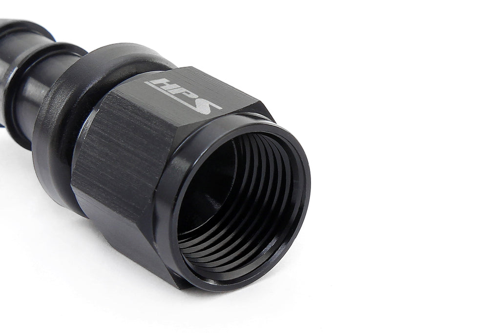 HPS Performance Products Push-on Hose End to AN Female, Aluminum, Black