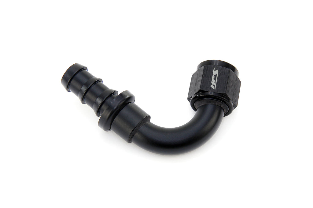 HPS Performance Products Push-on Hose End to AN Female, Aluminum, Black