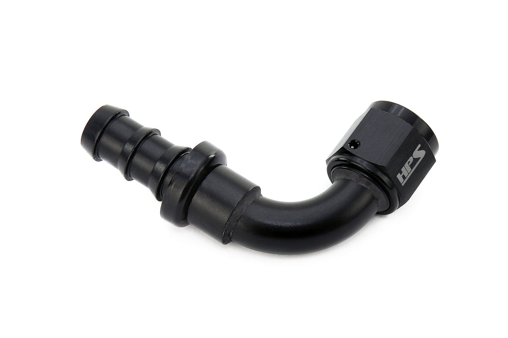 HPS Performance Products Push-on Hose End to AN Female, Aluminum, Black
