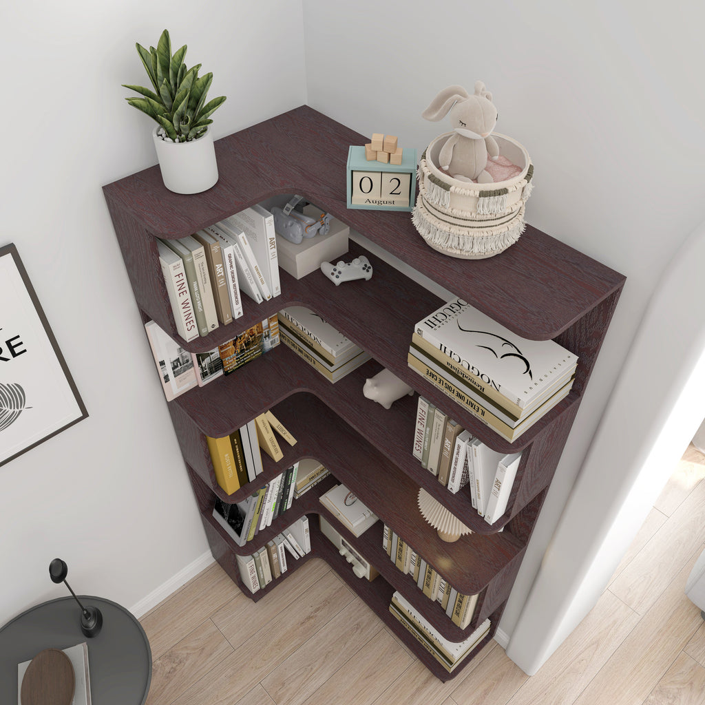 Extended Size Freestanding L-Shaped Corner Bookshelf