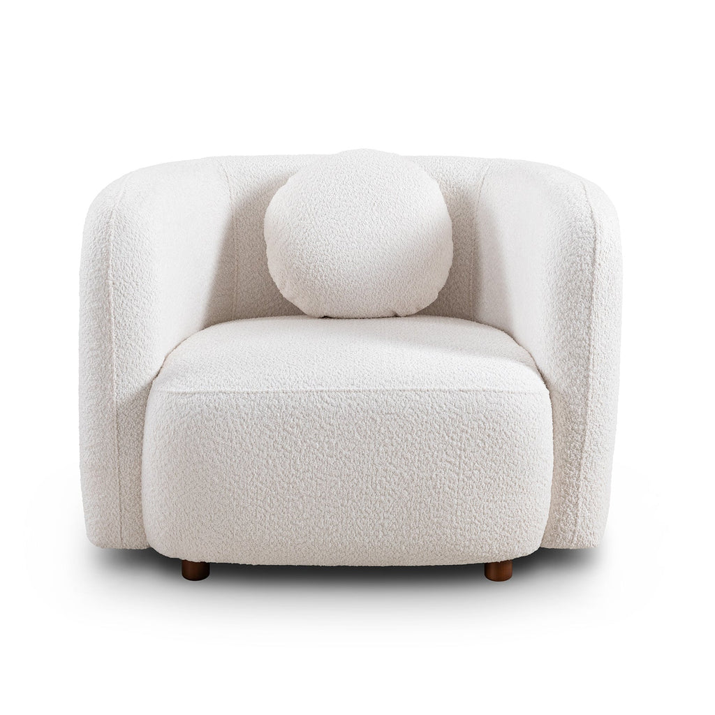 Accent Square Sofa Chair - Boucle Fabric Upholstered