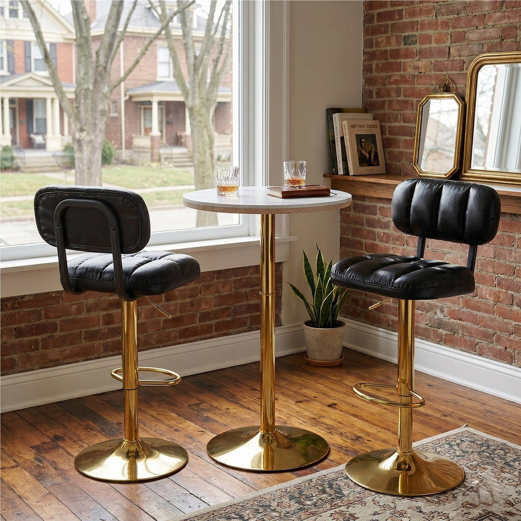 Set of 2 Modern Bar Stools with Adjustable Height