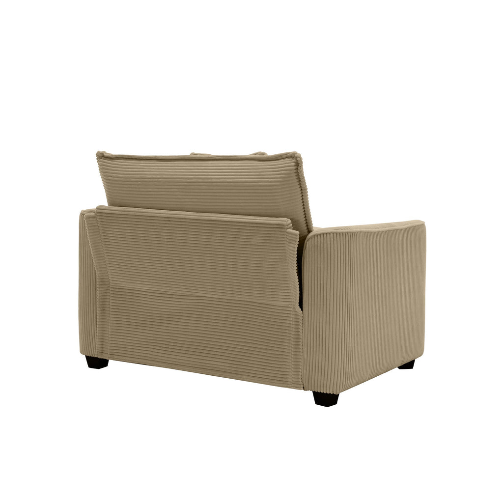 Tan Corduroy Fabric Comfortable Single Chair Deep Seat Sofa