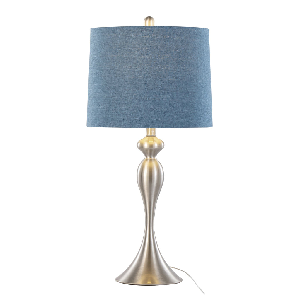 27" Contemporary Metal Table Lamp in Brushed Nickel