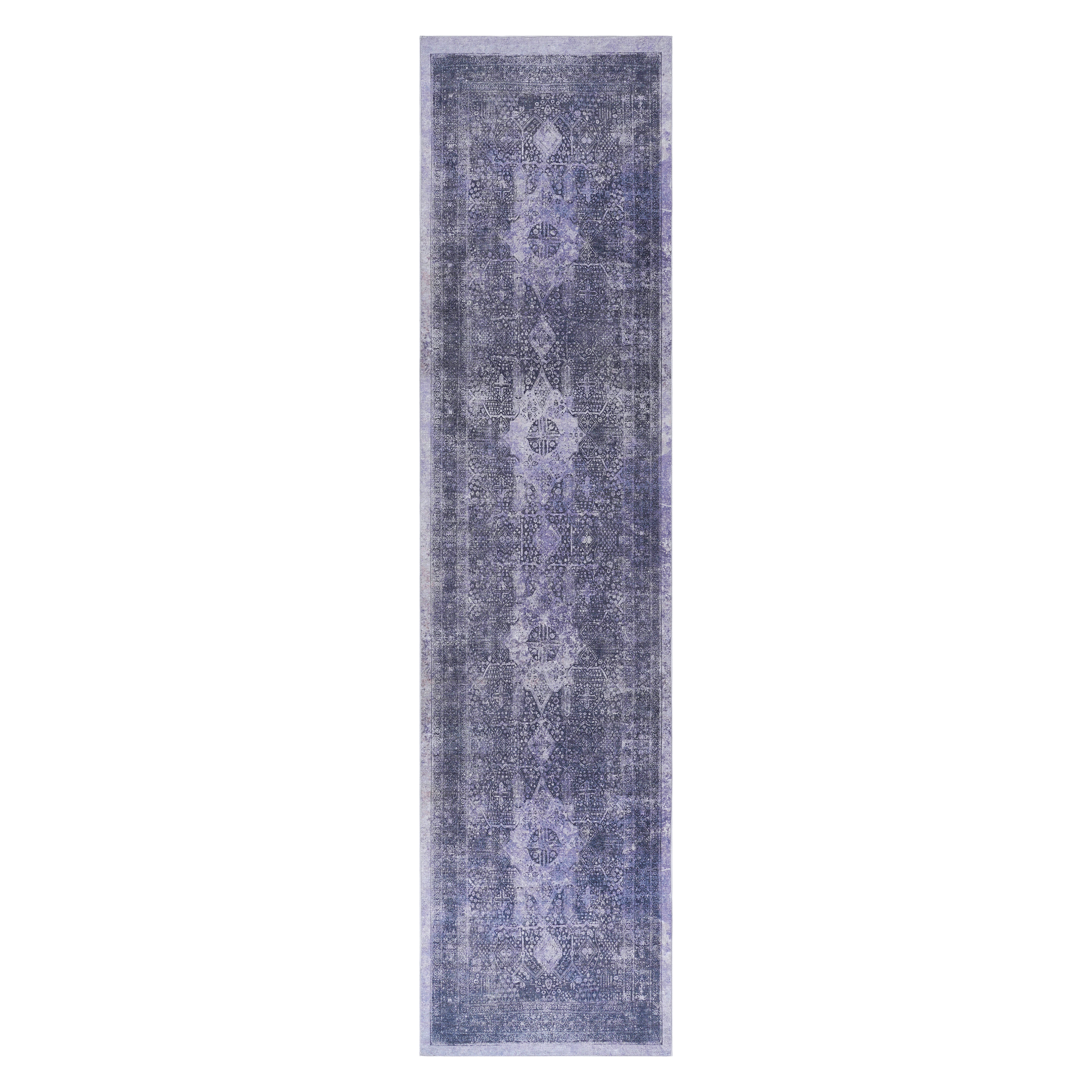 Maval Anthracite Washable Rug 2'6" x 10" Runner Rug