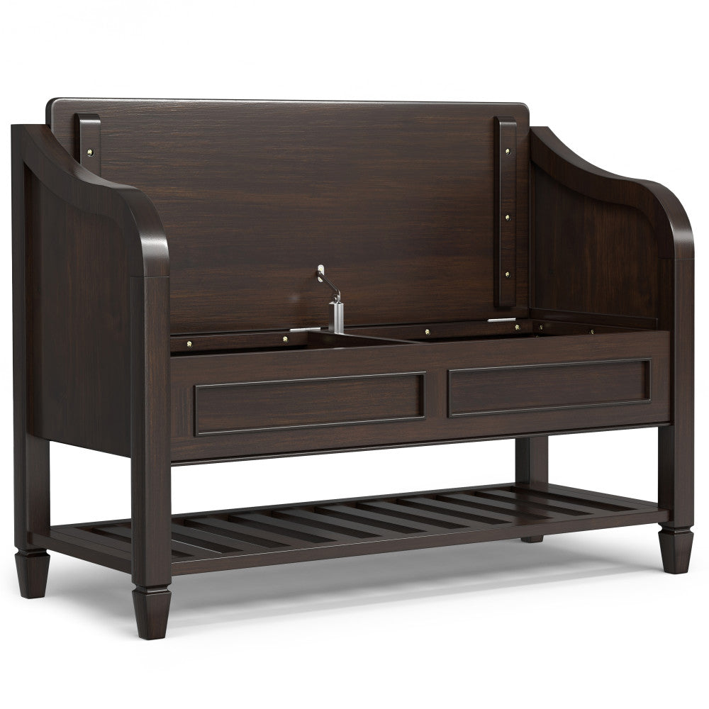 Connaught Solid Wood Entryway Storage Bench with Shelf