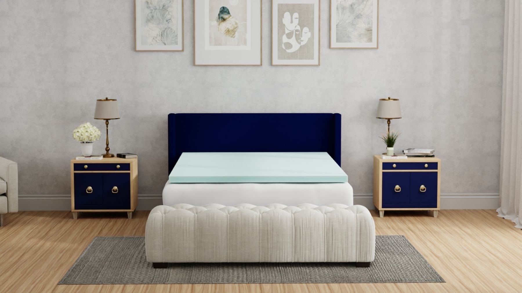 Omne Sleep Plush 3 Inch Queen Memory Foam Cooling Mattress Topper
